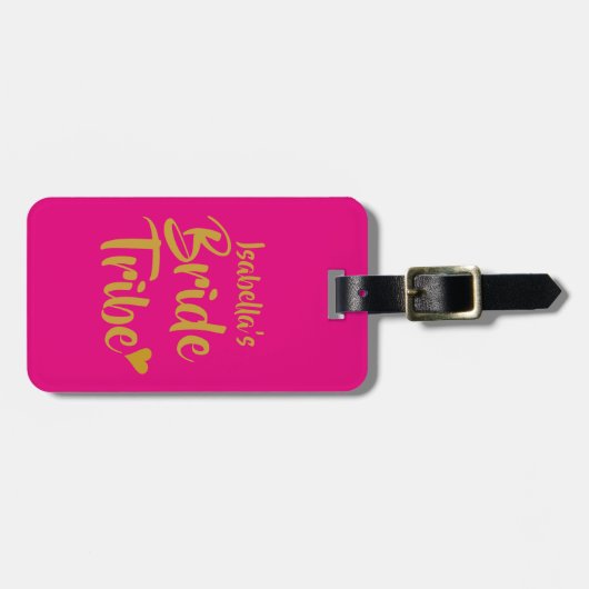 Gepersonaliseerde bruid Tribe Gold Heart Bagagelabel (Voorkant horizontaal)