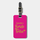 Gepersonaliseerde bruid Tribe Gold Heart Bagagelabel (Voorkant verticaal)
