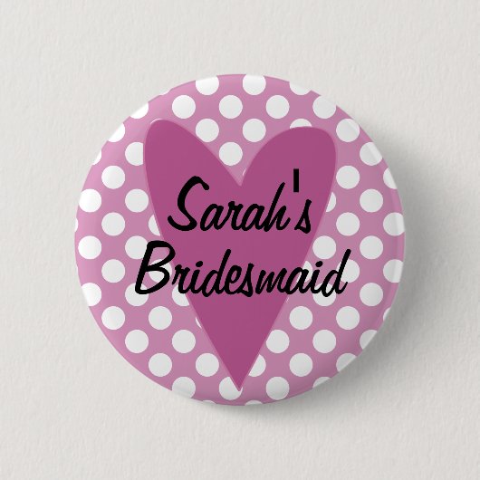 Gepersonaliseerde bruidsmeisje badge / Button (Voorkant)