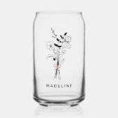 Gepersonaliseerde bruidsmeisje bloem met roze stri blikvorm glas (Voorkant)