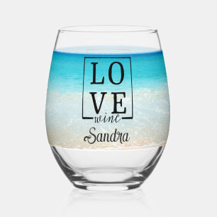 Gepersonaliseerde bruidsmeisje cadeau tropische st wijnglas zonder voet