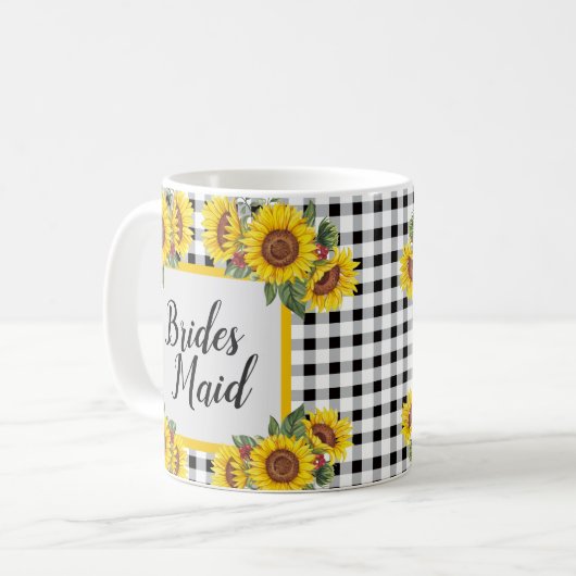 Gepersonaliseerde bruidsmeisje Mok Gingham & Zonne (Voorkant links)