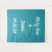 Gepersonaliseerde bruiloft achtergrond Blauwgroen Wandkleed (Voorkant (horizontaal))