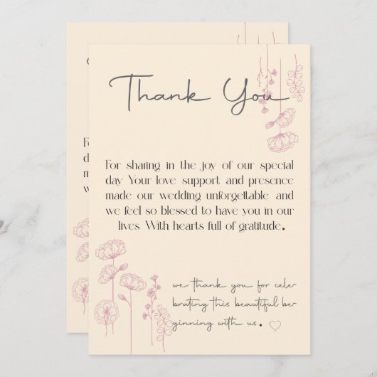 Gepersonaliseerde bruiloft bedankkaarten Uniek ont Bedankkaart (Voorkant / Achterkant)