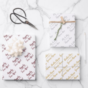 Gepersonaliseerde bruiloft bruid bruidegom zilver  inpakpapier vel