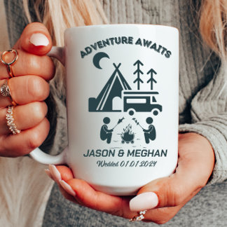 Gepersonaliseerde bruiloft camping cadeau reizen m koffiemok