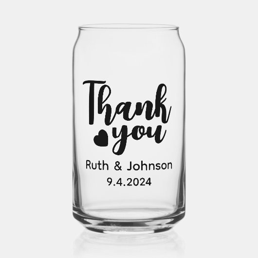 Gepersonaliseerde bruiloft dank u gunsten blikvorm glas (Voorkant)