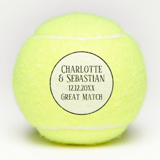 Gepersonaliseerde bruiloft datum Grote match Tennisballen (Voorkant)
