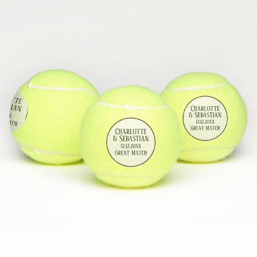 Gepersonaliseerde bruiloft datum Grote match Tennisballen (Multi)
