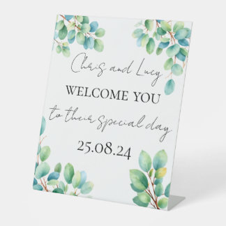 Gepersonaliseerde bruiloft decor reclamebord met voetstuk