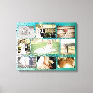 Gepersonaliseerde bruiloft foto Collage Wall Art Canvas Afdruk