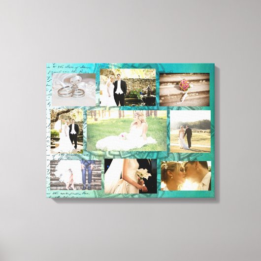 Gepersonaliseerde bruiloft foto Collage Wall Art Canvas Afdruk (Voorkant)