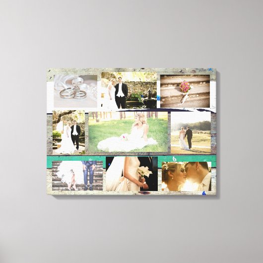 Gepersonaliseerde bruiloft foto Collage Wall Art Canvas Afdruk (Voorkant)