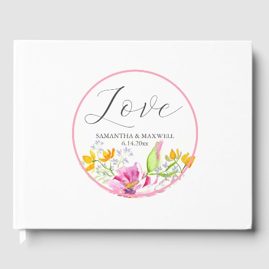 Gepersonaliseerde bruiloft gastenboeken Floral (Voorkant)