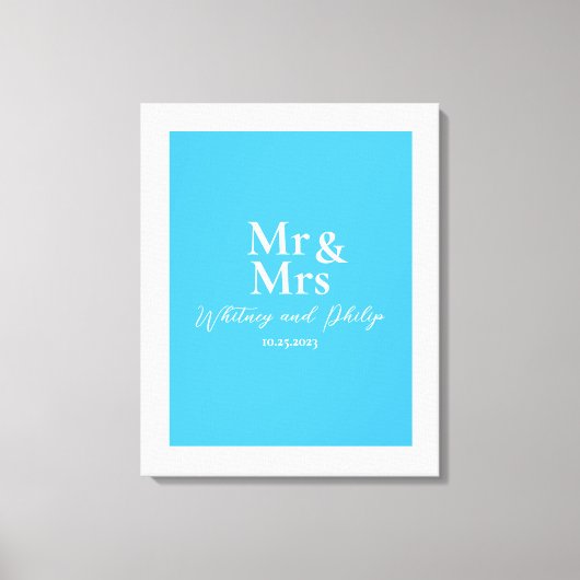 Gepersonaliseerde bruiloft gelooft Mr. Cayman Blue Canvas Afdruk (Voorkant)