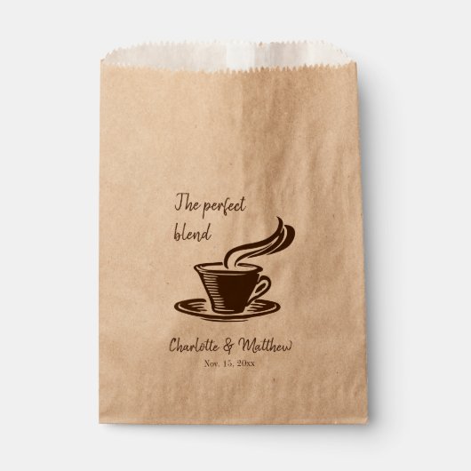 Gepersonaliseerde bruiloft gunsttas voor koffiebon bedankzakje (Voorkant)