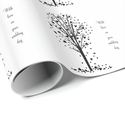 Gepersonaliseerde bruiloft hart boom cadeaupapier (Rol Hoek)