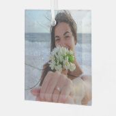 Gepersonaliseerde bruiloft, Kerstmis koppels Glas Ornament (Voorkant links)