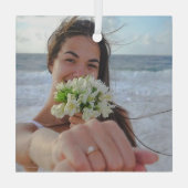 Gepersonaliseerde bruiloft, Kerstmis koppels Glas Ornament (Achterkant)