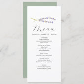 Gepersonaliseerde bruiloft Menu Kaarten Lavendel & (Voorkant / Achterkant)