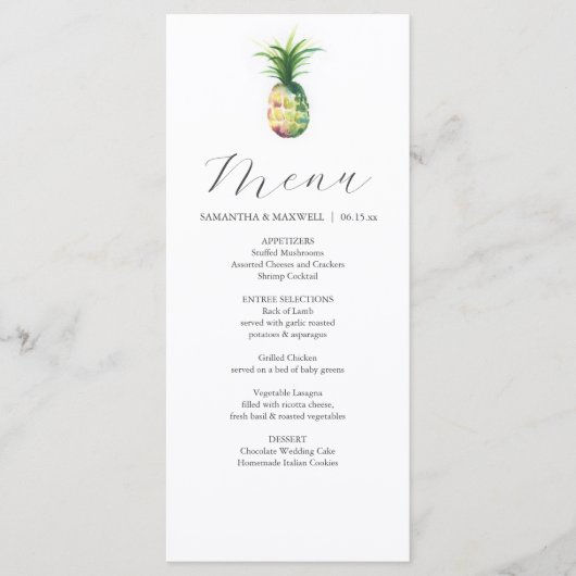 Gepersonaliseerde bruiloft Menu Kaarten Tropische  (Voorkant)
