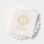 Gepersonaliseerde bruiloft Monogram Art Deco Lijst Folie Servetten (Insitu (Gestapeld))