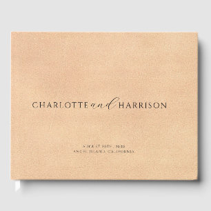 Gepersonaliseerde bruiloft Monogram Faux Cream Lea Gastenboek