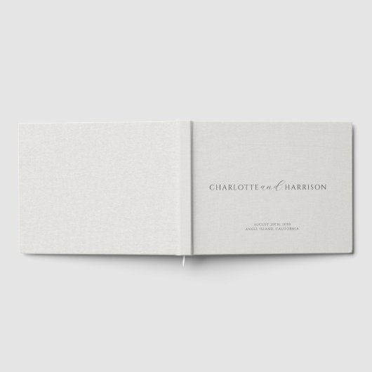 Gepersonaliseerde bruiloft monogram wit faux linne gastenboek (Volledig)