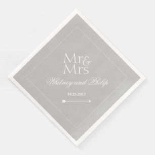 Gepersonaliseerde bruiloft Mr. Mrs. Silver Servet