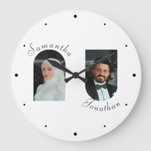 Gepersonaliseerde bruiloft paar foto wandklok grote klok