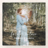 Gepersonaliseerde bruiloft portret moderne kalligr glazen onderzetter (Voorkant)