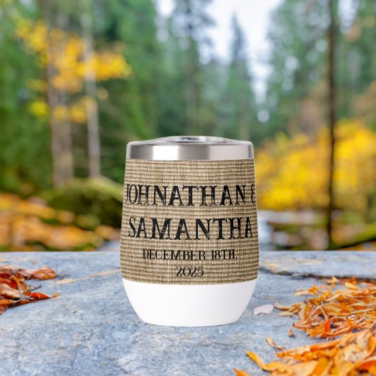 Gepersonaliseerde bruiloft rustieke burlap natuur  (Buiten (Gedraaid)  )