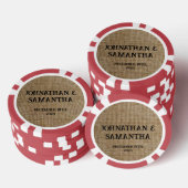 Gepersonaliseerde bruiloft rustieke burlap natuur  poker chips (Opstapeling)