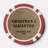 Gepersonaliseerde bruiloft rustieke burlap natuur poker chips (Achterkant)