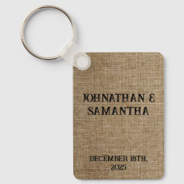 Gepersonaliseerde bruiloft rustieke burlap natuur  sleutelhanger