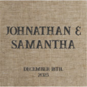 Gepersonaliseerde bruiloft rustieke burlap natuur  sticker (Voorkant)