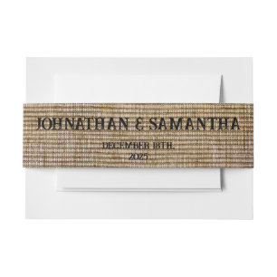 Gepersonaliseerde bruiloft rustieke burlap natuur uitnodigingen wikkel