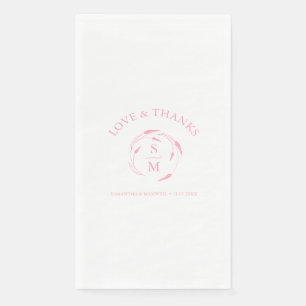 Gepersonaliseerde bruiloft servetten monogram roze