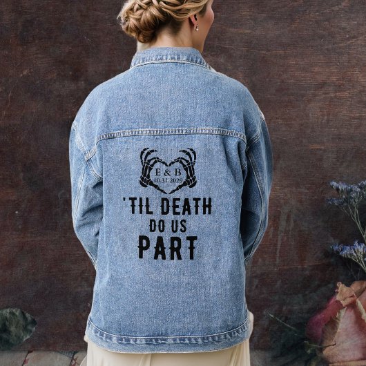 Gepersonaliseerde bruiloft tot de dood doen ons de denim jacket