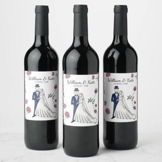 Gepersonaliseerde bruiloft wijn label wijn etiket (Flessen)