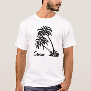 Gepersonaliseerde Bruiloftsbruidegom Gift Palm Tre T-shirt