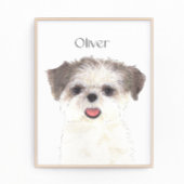 Gepersonaliseerde Bruin en Wit Shih Tzu Art Foto Afdruk