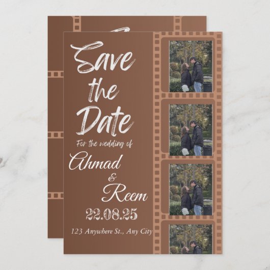 Gepersonaliseerde bruine bruiloft uitnodiging Kaar (Voorkant / Achterkant)