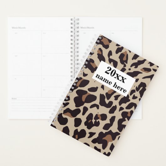Gepersonaliseerde bruine luipaard print planner (Display)