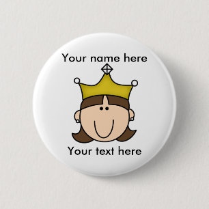 GEPERSONALISEERDE BRUINE PRINSES RONDE BUTTON 5,7 CM