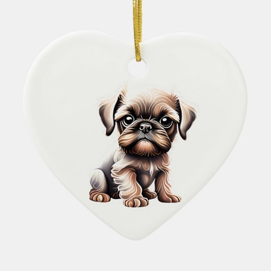 Gepersonaliseerde Brussels Griffon Puppy Keramisch Ornament (Voorkant)