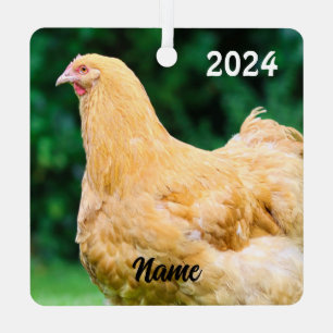 Gepersonaliseerde Buff Orpington Hen - Kip voor hu Metalen Ornament