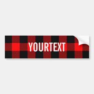 Gepersonaliseerde Buffalo Check Red Black Plaid Bumpersticker