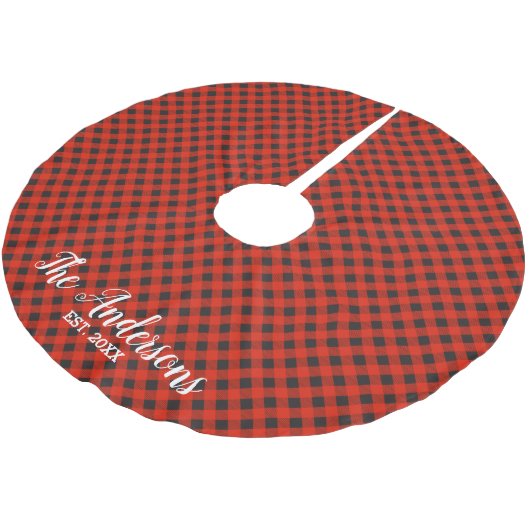 Gepersonaliseerde Buffalo Plaid Tree Rok Kerstboom Rok (Gekanteld)