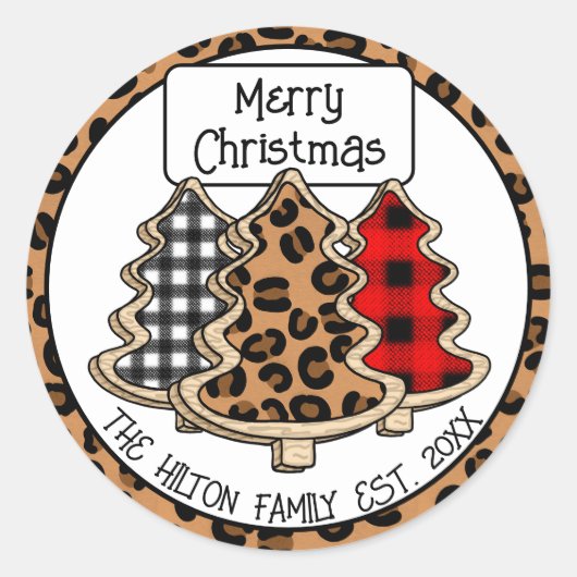 Gepersonaliseerde buffels van gebundelde kerstaven ronde sticker (Voorkant)